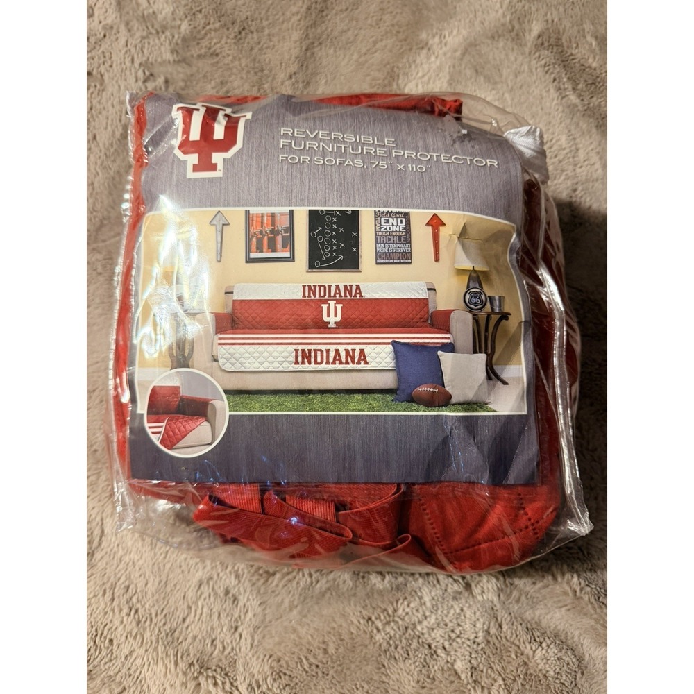 Indiana Hoosiers Sofa Protector and Pillows Pegasus 75x110 Reversible Red White - Picture 3 of 3